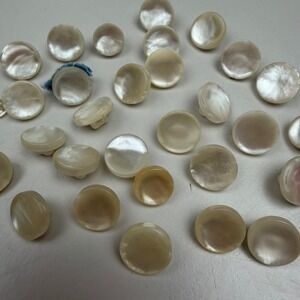 Vintage Iridescent White Shank Button Lot 30 piece Cottagecore Minimalist clean
